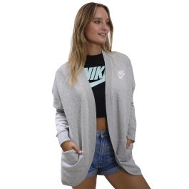 Nike Plus Size Rally Rib Extended Cardigan (grey Heather/pale Grey/white)  Sweater in Gray